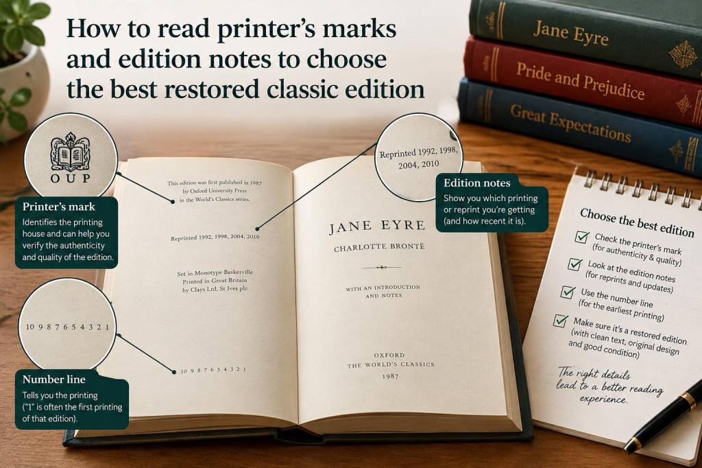 How to read printer’s marks and edition notes to choose the best restored classic edition